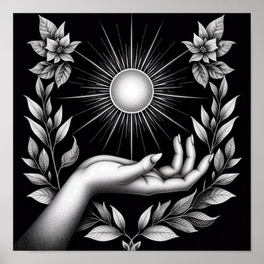 Radiant Sun with Botanical Touch and Feminine Poster (Voorkant)