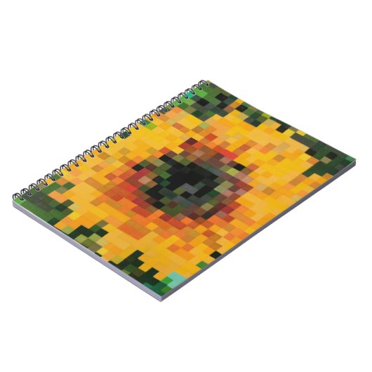 Radiant Sunflower in Pixel Art Notitieboek (Linkerzijde)