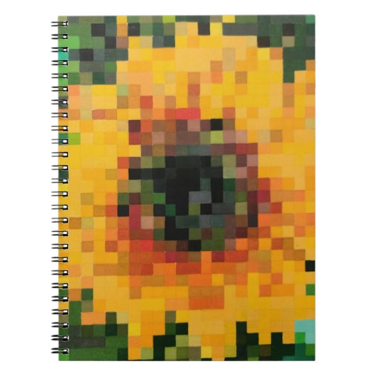 Radiant Sunflower in Pixel Art Notitieboek (Voorkant)