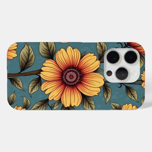 Radiant Sunflower Pattern Hoesje (Achterkant (horizontaal))