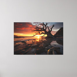 Radiant Sunset Serenity - 3D-Natuur landschapsontw Canvas Afdruk