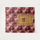 Radiant Sweet 16 Blush Bourgondië Gouden Achtergro Wandkleed (Voorkant (horizontaal))