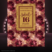 Radiant Sweet 16 Blush Bourgondië Gouden Achtergro Wandkleed