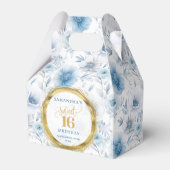Radiant Sweet Sixteen Boho Blue Gold Sparkle Box Bedankdoosjes (Voorkant Zijde)