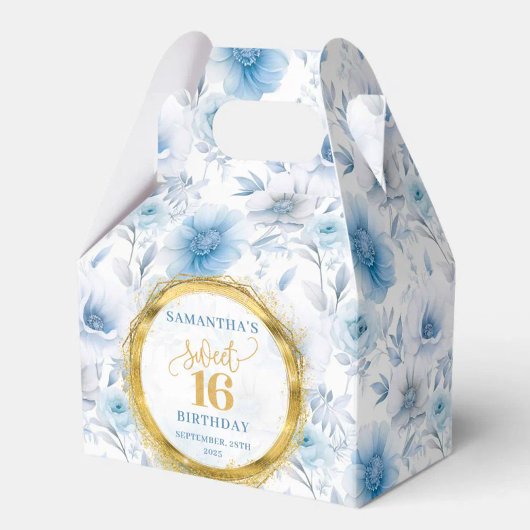 Radiant Sweet Sixteen Boho Blue Gold Sparkle Box Bedankdoosjes