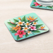 Radiant Tropical Floral Symphony Bier Onderzetter (Linkerzijde)