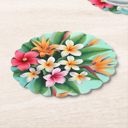 Radiant Tropical Floral Symphony Kartonnen Onderzetters (Gekanteld)