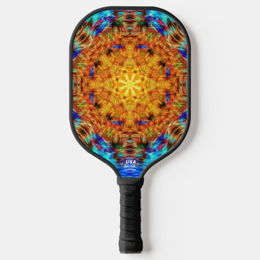 Radiant Vibrant Kaleidoscopic Sunburst Art Pickleball Paddle (Voorkant)