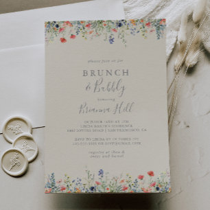 Radiant Wildflower Brunch en Bubbly Vrijgezellenfe Kaart