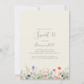 Radiant Wildflower Sweet 16 Verjaardagsfeest Kaart (Voorkant)