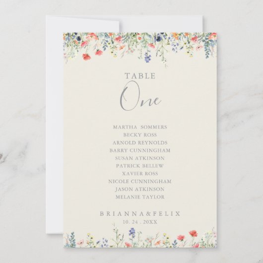 Radiant Wildflower Tafel Nummer 8 Zitplaatskaart Kaart (Achterkant)