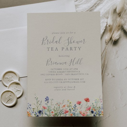 Radiant Wildflower Vrijgezellenfeest Tea Party Kaart
