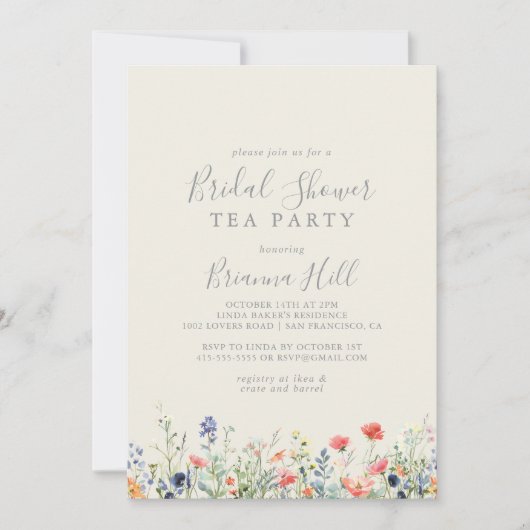 Radiant Wildflower Vrijgezellenfeest Tea Party Kaart (Voorkant)