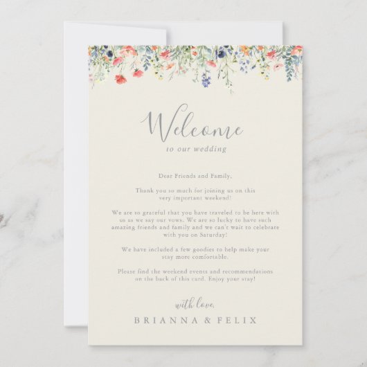 Radiant Wildflower Wedding Welkomstbrief (Voorkant)
