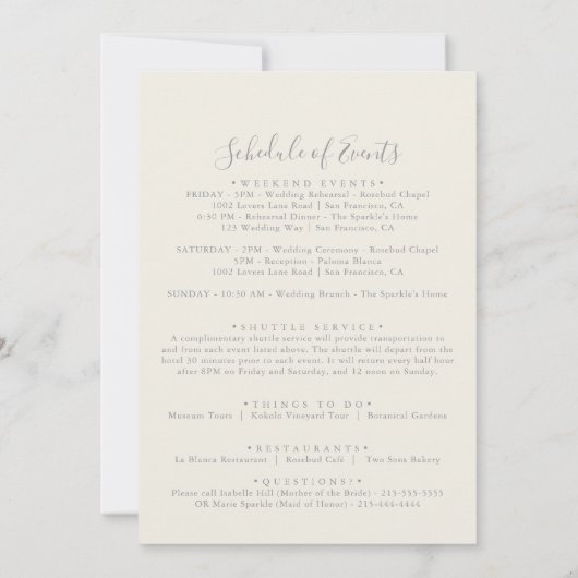 Radiant Wildflower Wedding Welkomstbrief (Achterkant)