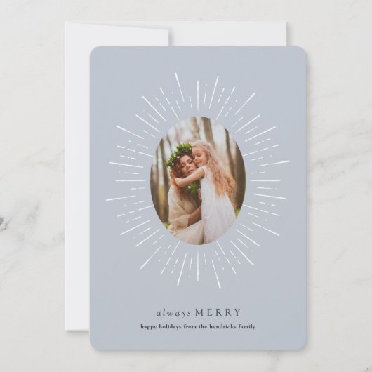 Radiant Wish Holiday-fotokaart | Mist Feestdagenkaart (Voorkant)