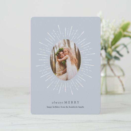 Radiant Wish Holiday-fotokaart | Mist Feestdagenkaart (Staand voorkant)