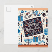 Radiant Wishes: Happy Chanoeka Wenskaart Briefkaart (Voorkant / Achterkant)