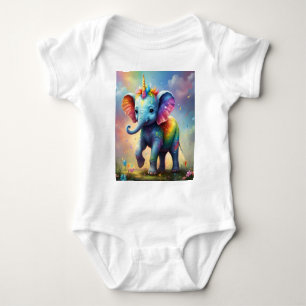 Radiant Wonders: De Regenboog Baby Eenhoorn Olifan Romper