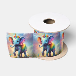 Radiant Wonders: De Regenboog Baby Eenhoorn Olifan Satijnen Lint