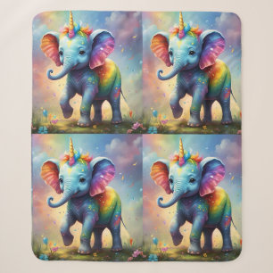 Radiant Wonders: De Regenboog Baby Eenhoorn Olifan Sherpa Deken