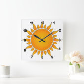 Radiant Yellow en Oranje Summer Sun Vierkante Klok (Huis)