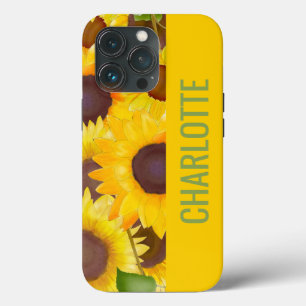 Radiante bloemen: Gepersonaliseerde Gele Zonnebloe Case-Mate iPhone Case