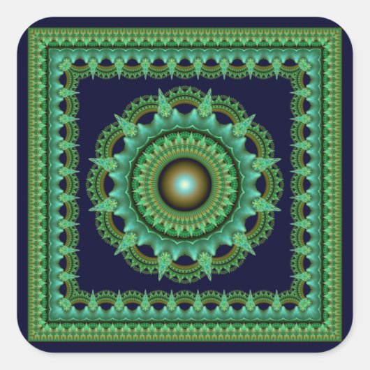 Radiante kleurrijke mandala vierkante sticker (Voorkant)