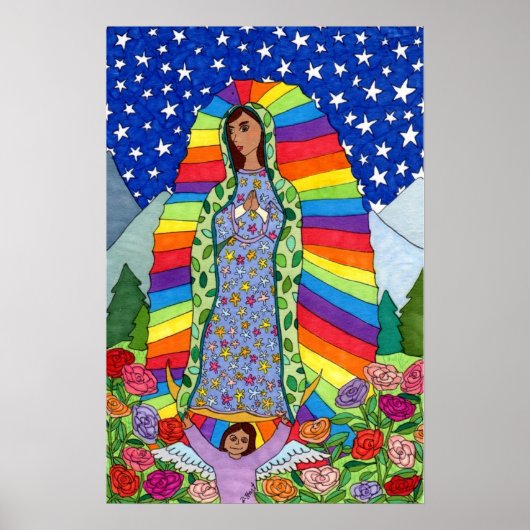 Radiante Maagd van Guadalupe Mexican Folk Art Poster (Voorkant)