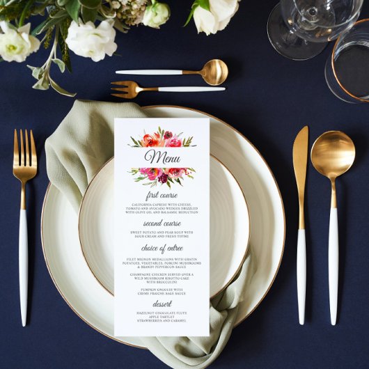 Radiante Romance Floral Wedding Menu