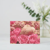 Radiante roze rozen en hart briefkaart (Staand voorkant)