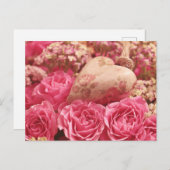 Radiante roze rozen en hart briefkaart (Voorkant / Achterkant)