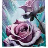 Radiante Rozen: Perfect roze en Paarse petals Douchegordijn (Voorkant)