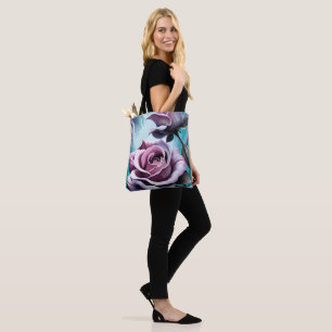 Radiante Rozen: Perfect roze en Paarse petals Tote Bag