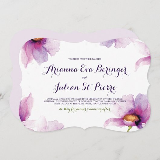 Radiante Waterverf Peonies Kaart (Voorkant / Achterkant)