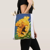 Radiante zonnebloemen tote bag (Dichtbij)