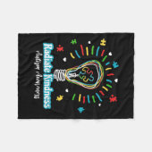 Radiate Kindness Lightbulb Autism Awareness Teache Fleece Deken (Voorkant (Horizontaal))