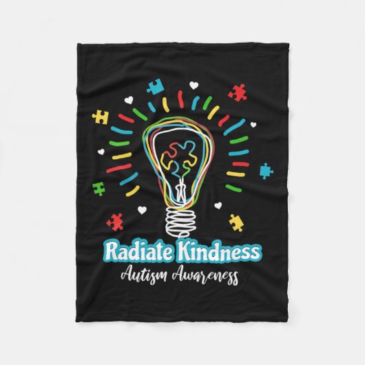 Radiate Kindness Lightbulb Autism Awareness Teache Fleece Deken (Voorkant)