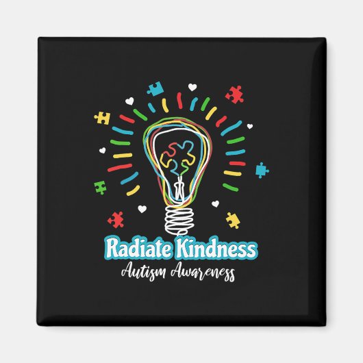 Radiate Kindness Lightbulb Autism Awareness Teache Magneet (Voorkant)