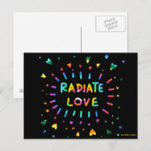 Radiate Love Colorful Painting Black Briefkaart (Voorkant / Achterkant)