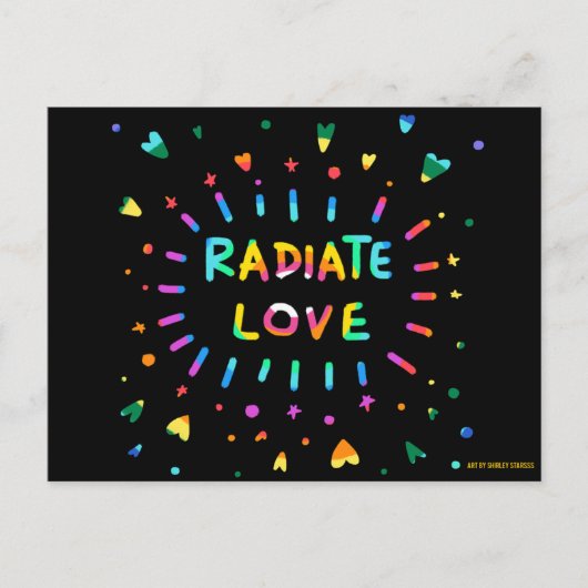 Radiate Love Colorful Painting Black Briefkaart (Voorkant)