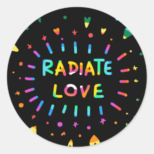 Radiate Love Colorful Painting on Black Sticker