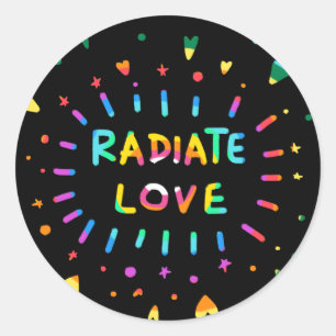 Radiate Love Colorful Painting on Black Sticker