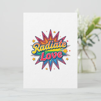 Radiate Love Retro Design – Positive Vibes  Kaart