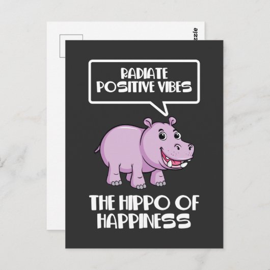 Radiate Positive Vibes Hippo of Happiness Briefkaart (Voorkant / Achterkant)