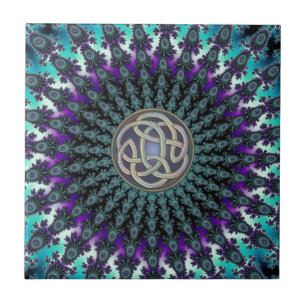 Radiating Fractal Mandala Grunge Celtic Knot Tegeltje