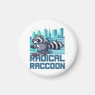 Radical Raccoon Urban Skateboarder Magneet