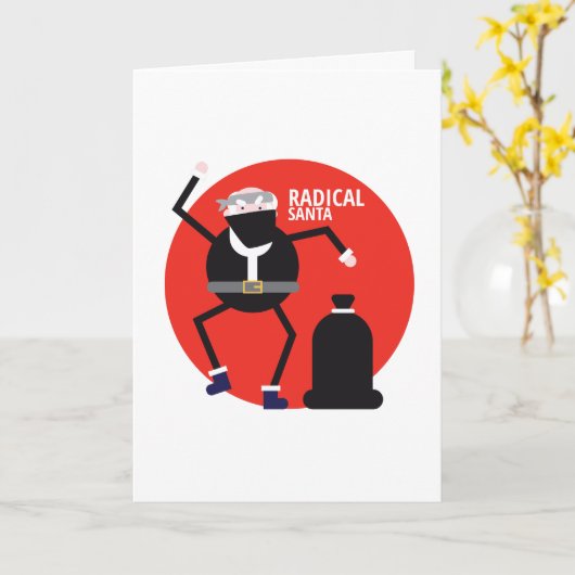 Radical Sanata Funny Kerstmis Kaart rood (Gele Bloem)