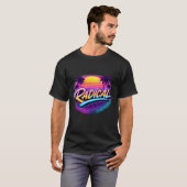 Radicale 80s Retro Synthwave Neon Illustratie T-shirt (Voorkant volledig)