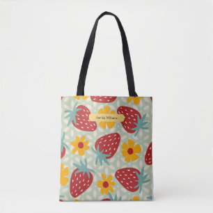 Radicale aardbeien tote bag